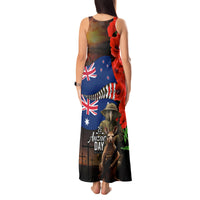 New Zealand and Australia ANZAC Day Tank Maxi Dress National Flag mix Kiwi Bird and Kangaroo Soldier Style LT03 - Polynesian Pride
