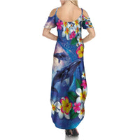 Hawaiian Lei Day Plumeria Humpback Whales Family Matching Summer Maxi Dress and Hawaiian Shirt Polynesian Art Vibrant Starry Nebula Style
