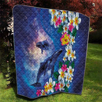 Hawaiian Lei Day Plumeria Humpback Whales Quilt Polynesian Art Vibrant Starry Nebula Style