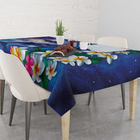 Hawaiian Lei Day Plumeria Humpback Whales Tablecloth Polynesian Art Vibrant Starry Nebula Style