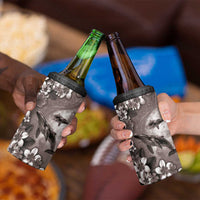 Hawaiian Lei Day Plumeria Humpback Whales 4 in 1 Can Cooler Tumbler Polynesian Art Vibrant Starry Nebula Grayscale Style