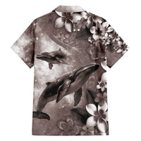 Hawaiian Lei Day Plumeria Humpback Whales Family Matching Summer Maxi Dress and Hawaiian Shirt Polynesian Art Vibrant Starry Nebula Grayscale Style