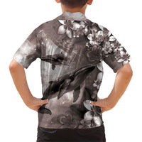 Hawaiian Lei Day Plumeria Humpback Whales Hawaiian Shirt Polynesian Art Vibrant Starry Nebula Grayscale Style