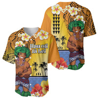 Happy Lei Day Baseball Jersey Hula Male Dancer Polynesian Flower Kakau Pattern