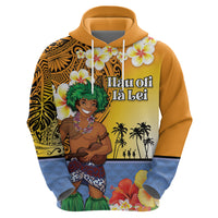 Happy Lei Day Hoodie Hula Male Dancer Polynesian Flower Kakau Pattern LT03 - Polynesian Pride