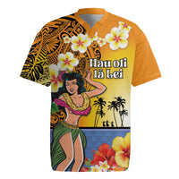 Happy Lei Day Rugby Jersey Hula Girl Polynesian Flower Kakau Pattern LT03 Yellow - Polynesian Pride