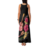 Ukulele mix Polynesian Flower Family Matching Tank Maxi Dress and Hawaiian Shirt Hawaiian Tribal Pattern