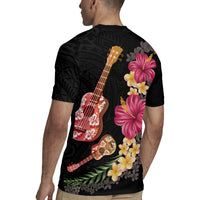 Ukulele mix Polynesian Flower Rugby Jersey Hawaiian Tribal Pattern