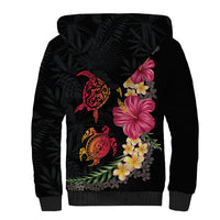Hawaiian Flower and Tribal Turtle Sherpa Hoodie Colorful Style