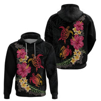 Hawaiian Flower and Tribal Turtle Zip Hoodie Colorful Style