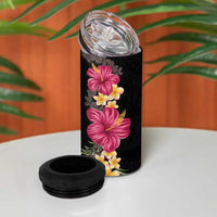 Hawaiian Plumeria and Hibiscus 4 in 1 Can Cooler Tumbler Colorful Style