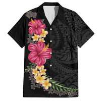 Hawaiian Plumeria and Hibiscus Hawaiian Shirt Colorful Style LT03 Black - Polynesian Pride