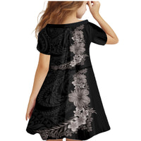 Hawaiian Plumeria and Hibiscus Family Matching Mermaid Dress and Hawaiian Shirt Grayscale Mode