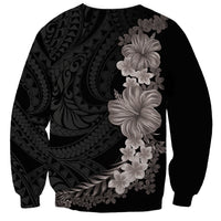 Hawaiian Plumeria and Hibiscus Sweatshirt Grayscale Mode