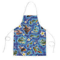 Hawaiian Island Shapes-Iconic Landscape Apron with Plumeria and Palaka Blue Color LT03 Blue - Polynesian Pride