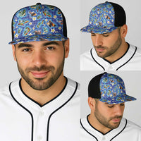 Hawaiian Island Shapes-Iconic Landscape Baseball Net Cap with Plumeria and Palaka Blue Color LT03 - Polynesian Pride