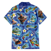 Hawaiian Island Shapes-Iconic Landscape Family Matching Summer Maxi Dress and Hawaiian Shirt with Plumeria and Palaka Blue Color LT03 - Polynesian Pride