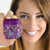 Hawaiian Island Shapes-Iconic Landscape AirPods Case with Plumeria and Palaka Purple Color LT03 - Polynesian Pride