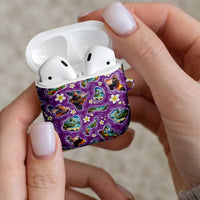 Hawaiian Island Shapes-Iconic Landscape AirPods Case with Plumeria and Palaka Purple Color LT03 - Polynesian Pride
