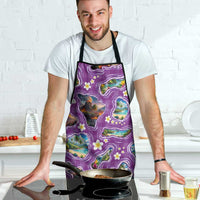 Hawaiian Island Shapes-Iconic Landscape Apron with Plumeria and Palaka Purple Color LT03 - Polynesian Pride