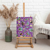 Hawaiian Island Shapes-Iconic Landscape Canvas Wall Art with Plumeria and Palaka Purple Color LT03 - Polynesian Pride