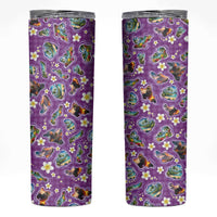 Hawaiian Island Shapes-Iconic Landscape Skinny Tumbler with Plumeria and Palaka Purple Color LT03 Purple - Polynesian Pride