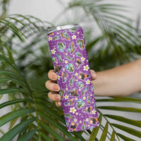 Hawaiian Island Shapes-Iconic Landscape Skinny Tumbler with Plumeria and Palaka Purple Color LT03 - Polynesian Pride