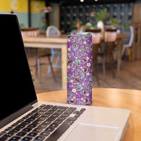 Hawaiian Island Shapes-Iconic Landscape Skinny Tumbler with Plumeria and Palaka Purple Color LT03 - Polynesian Pride