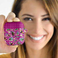 Hawaiian Island Shapes-Iconic Landscape AirPods Case with Plumeria and Palaka Pink Color