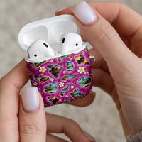 Hawaiian Island Shapes-Iconic Landscape AirPods Case with Plumeria and Palaka Pink Color