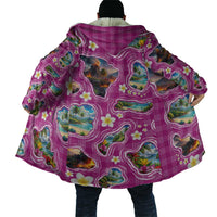 Hawaiian Island Shapes-Iconic Landscape Cloak with Plumeria and Palaka Pink Color