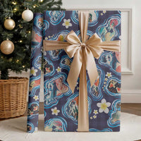 Hawaii Islands Map Design with Japanese Landscape Wrapping Paper Hawaiian Japan Fusion Art Navy Color LT03 - Polynesian Pride