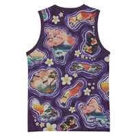 Hawaii Islands Map Design with Japanese Landscape Basketball Jersey Hawaiian Japan Fusion Art Purple Color