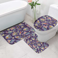 Hawaii Islands Map Design with Japanese Landscape Bathroom Set Hawaiian Japan Fusion Art Purple Color