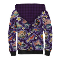 Hawaii Islands Map Design with Japanese Landscape Sherpa Hoodie Hawaiian Japan Fusion Art Purple Color