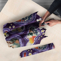 Hawaii Islands Map Design with Japanese Landscape Umbrella Hawaiian Japan Fusion Art Purple Color