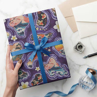 Hawaii Islands Map Design with Japanese Landscape Wrapping Paper Hawaiian Japan Fusion Art Purple Color LT03 - Polynesian Pride