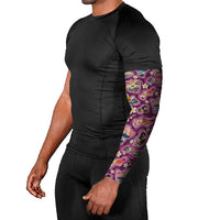 Hawaii Islands Map Design with Japanese Landscape Arm Sleeves Hawaiian Japan Fusion Art Pink Color