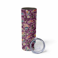 Hawaii Islands Map Design with Japanese Landscape Skinny Tumbler Hawaiian Japan Fusion Art Pink Color