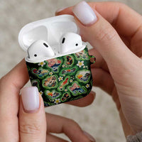 Hawaiian and Japanese Culture Together AirPods Case Hawaiian Island Shapes with Japanese Landscape Green Color