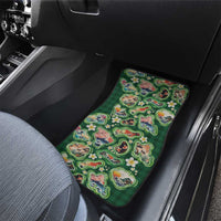 Hawaiian and Japanese Culture Together Car Mats Hawaiian Island Shapes with Japanese Landscape Green Color