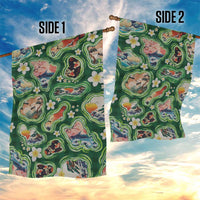 Hawaiian and Japanese Culture Together Garden Flag Hawaiian Island Shapes with Japanese Landscape Green Color