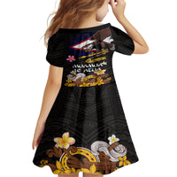 American Samoa Fue and Kava Bowl Family Matching Off Shoulder Short Dress and Hawaiian Shirt Plumeria and Polynesian Pattern