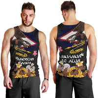 American Samoa Fue and Kava Bowl Men Tank Top Plumeria and Polynesian Pattern