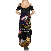 American Samoa Fue and Kava Bowl Summer Maxi Dress Plumeria and Polynesian Pattern