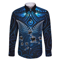 New Zealand Matariki Family Matching Off Shoulder Short Dress and Hawaiian Shirt Maori Pattern and Kiwi Bird Haka Dance Sky Night