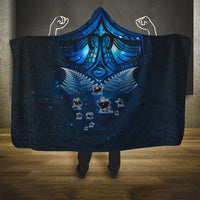 New Zealand Matariki Hooded Blanket Maori Pattern and Kiwi Bird Haka Dance Sky Night