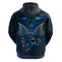 New Zealand Matariki Zip Hoodie Maori Pattern and Kiwi Bird Haka Dance Sky Night LT03 - Polynesian Pride