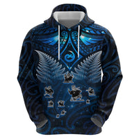 New Zealand Matariki Zip Hoodie Maori Pattern and Kiwi Bird Haka Dance Sky Night LT03 - Polynesian Pride