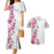 Hawaii Tropical Leaves and Flowers Couples Matching Mermaid Dress and Hawaiian Shirt Tribal Polynesian Pattern White Style